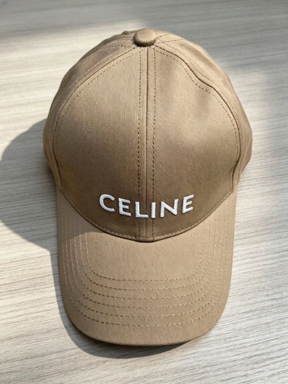 CELINE Embroidered Logo Brown Cotton Baseball Cap Adjustable